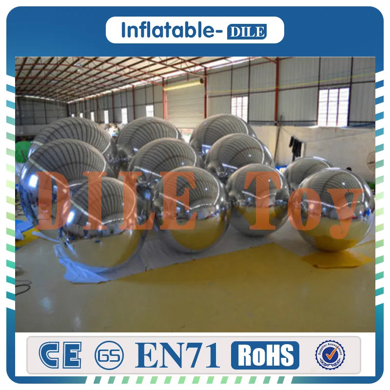 high quality 0.3mm PVC 0.8m diameter inflatable silver floating mirror ball for stage exhibition party