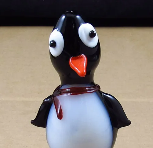 Pinguïn Populaire stijl hand geblazen glazen rook roken hand dierlijke pijpleidingen lepel hoogte: 4,7 inch