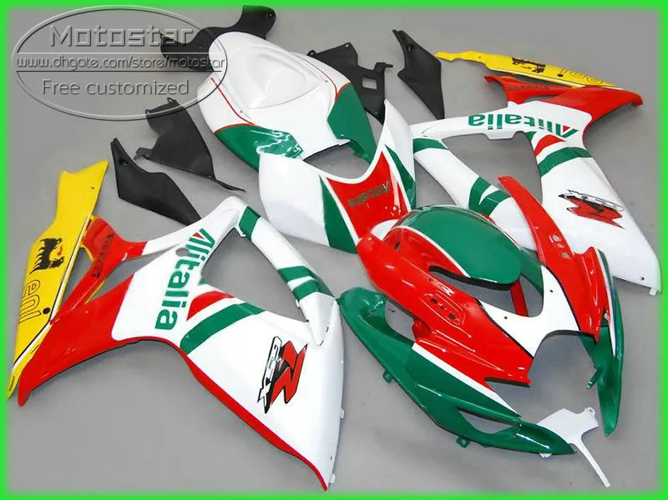 Novo kit de Carenagem para SUZUKI GSX-R600 / 750 06 07 carenagem K6 GSXR 600 750 2006 2007 motokike vermelho verde branco NS84