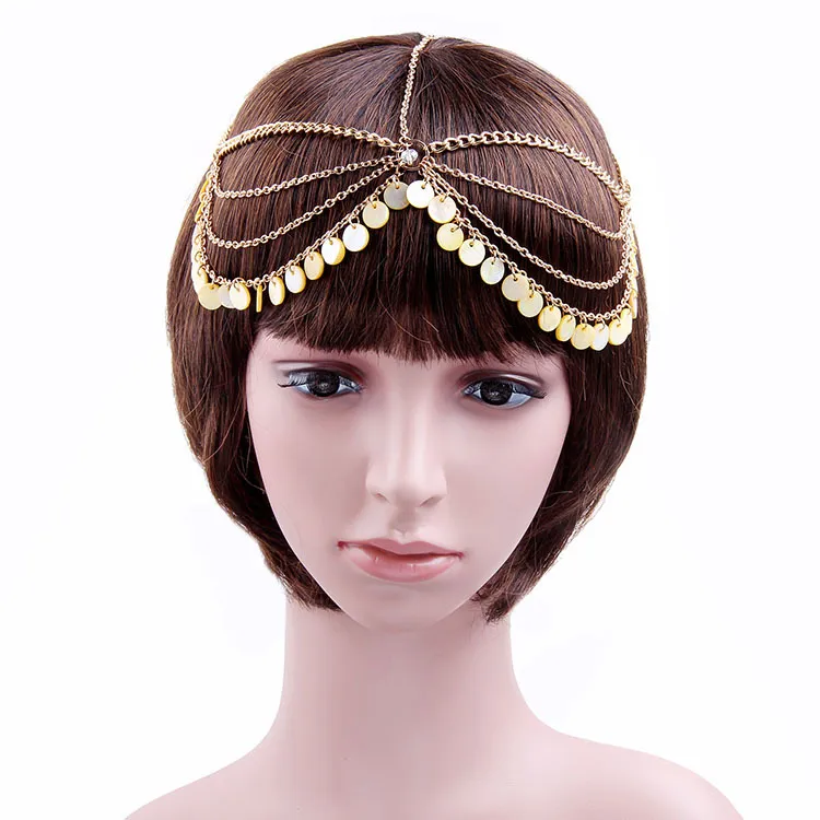 All'ingrosso-Multistrato horquillas bijoux gioielli oro nappa capelli Bindi lascia Boho accessori per capelli strass tiara tiara principessa coroa