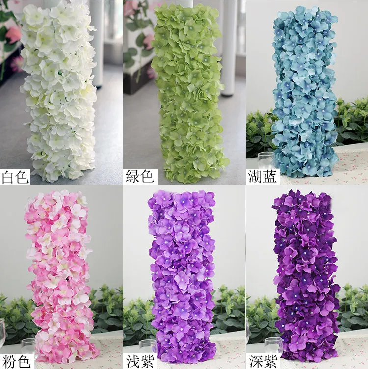 Ghirlande di fiori di ortensia artificiale 5 pezzi 48 * 20 cm Composizioni floreali di ortensie finte decorazioni di sfondo la registrazione della festa di nozze