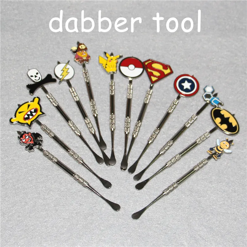 100pcs 흡연 만화 금속 Dabber 도구 유리 봉 공구 물 파이프 Dab 오일 장비 연기 액세서리 실리콘 꿀