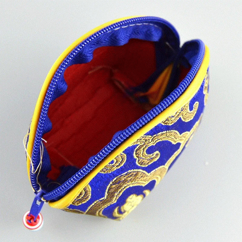Seashell Small Cloth Zip Bags for Gift Jewelry Packaging China Silk Brocade Storage Pouch Cute Coin Purse Chocolate Candy Favor Bag 