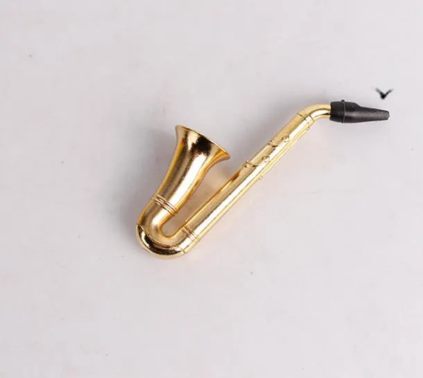 Novel Creative Suction Card with A Mesh Set of Metal Pipe Gold-plated Saxophone Filter Cigarette Holder Smoking