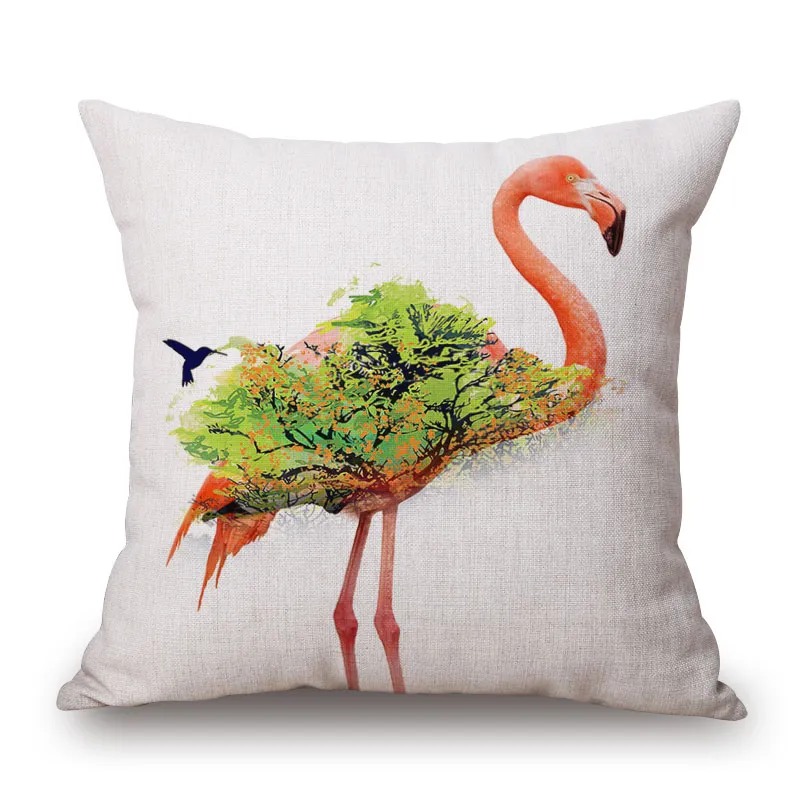 Floral Print Flamingo Amazon Cushion Covers 24x24 Bright Pink Tropical