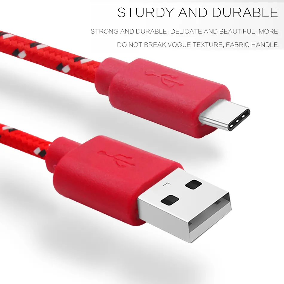 Kabel Micro USB S8 S7 High Speed ​​Nylon Braided Kable Ładowanie typu C Dane Synchronizowane Trwałe 3ft 6FT 10FT Nylon Tkane sznury