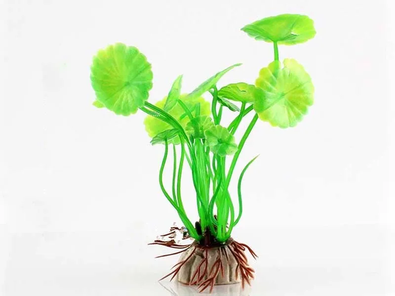 Sälj Plastic Lotus Leaf Grass Plants Artificial Aquarium Decorations Plants Fish Tank Grass Flower Ornament Decor274s