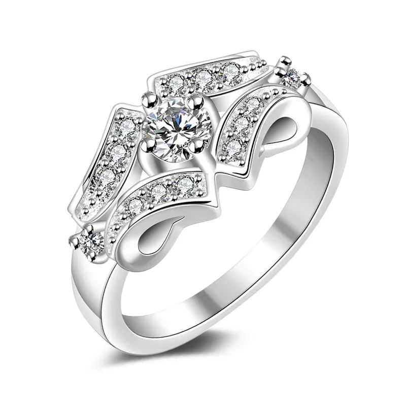 New 925 Sterling Silver fashion jewelry Flash diamond Exquisite diamond With Pave zircon ring hot sell girl gift 1750