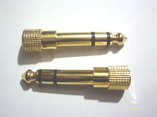 50PCS gold Headphone Adapter Stereo 1/4 Inch (6.3mm) Male to 1/8 Inch (3.5mm)