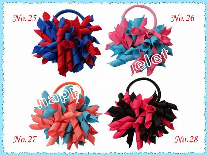 Girl Korker ponytail Hair ties holders streamer corker hair bows clip Cheer Bows Curly Ribbon Bow Hair bobbles PD0061541384