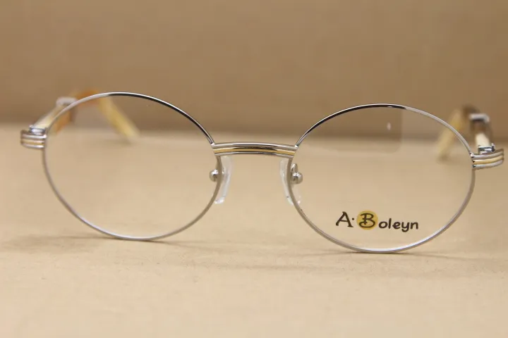 womens glasses brand designer Hot Round 7550178 White  Horn Eyeglasses computer glasses Frame Size:55-22-135mm