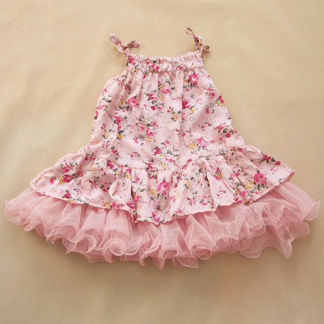 Dzieci Dzieci Dzieci Vintage Kwiat Tutu Sukienka Kwiatowy Tutu Dress Pettiskirt Tulle Spódnica Koronkowa Dress Tube Dress Balet Dress Princess Różowy