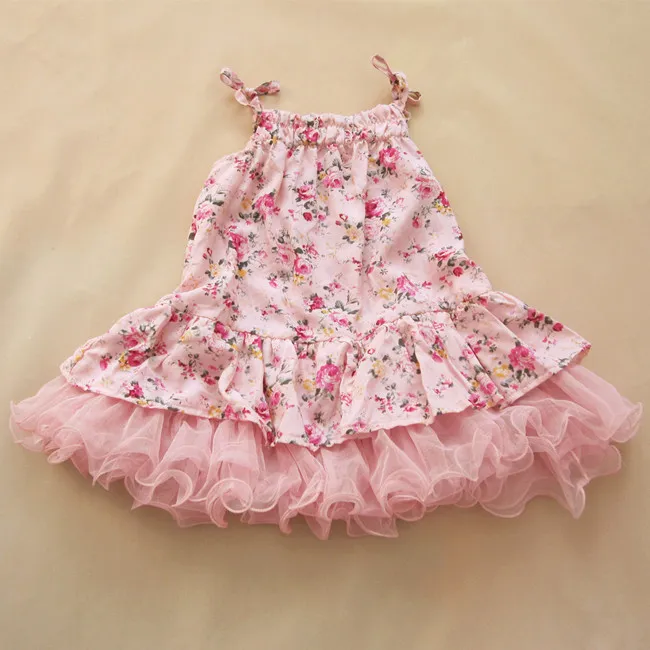 Baby Girl Kids Vintage Flower Tutu sukienka Kwiatowa sukienka Tutu Pettispyrt Tiulle Spódnica koronkowa sukienka Tube sukienka baletowa sukienka Princess Pink9375319