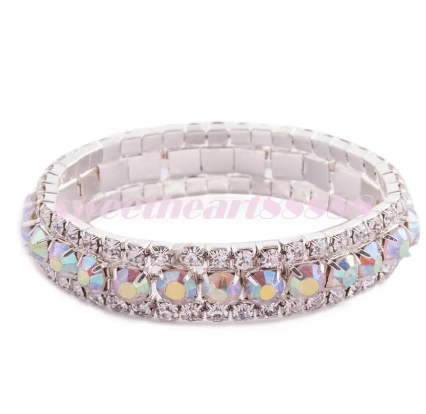 Neue 10 Farben Mode Frauen 3-Reihe Strass Kristall Trims Tennis Frühling Armbänder 6 zoll Schmuck