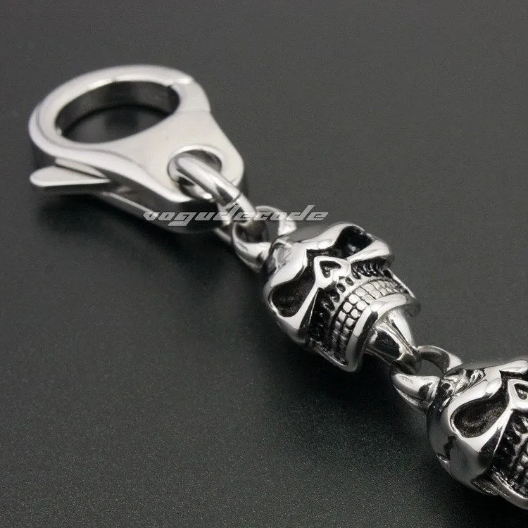 Unico in acciaio inossidabile 316L Cranio Mens Biker Rocker Punk Keychain 6K004KC