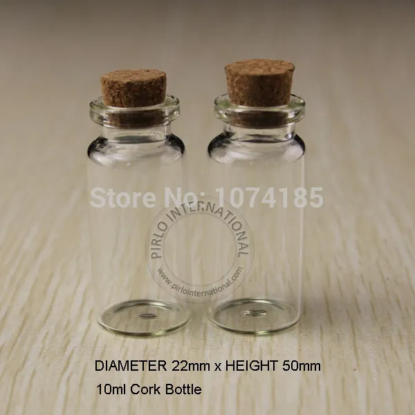 50 Stück 10 ml kleine Glasflaschen, Fläschchen, Gläser mit Korkkorken, dekorative, verkorkte, kleine Mini-Wising-Glasflasche für Anhänger