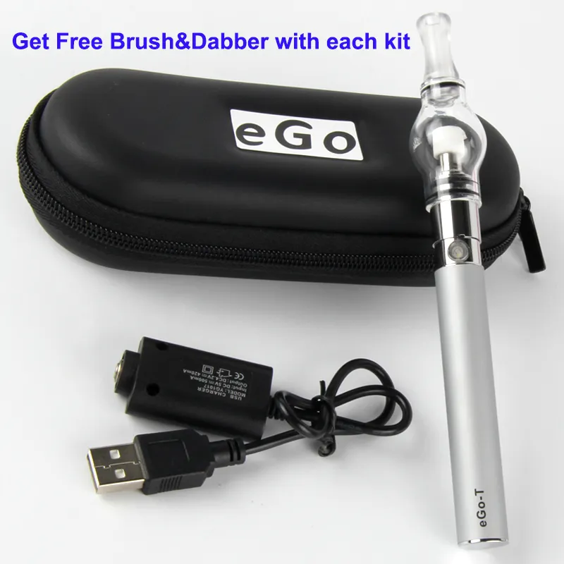 eCig Single Zipper Case Dab Gobe Pens Kit eGo T 650/900/1100mAh Batería con atomizador Glass Globe Wax Vaporizer Pen