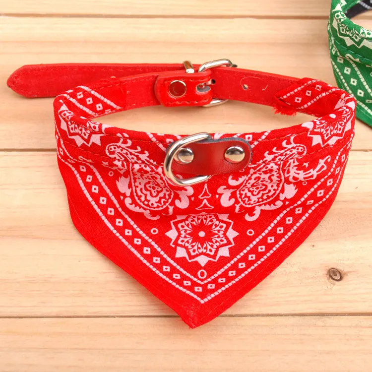 Pet Dog Collar Leather Collars Lead Adjustable Pets Cat Scarf Bandana Neckerchief Mix PU Necklace Decoration