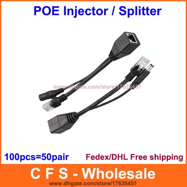 100 pcs Tape blindado POE Cable, POE cabo Adaptador, POE Splitter Injector sintetizador separador combinador Frete Grátis