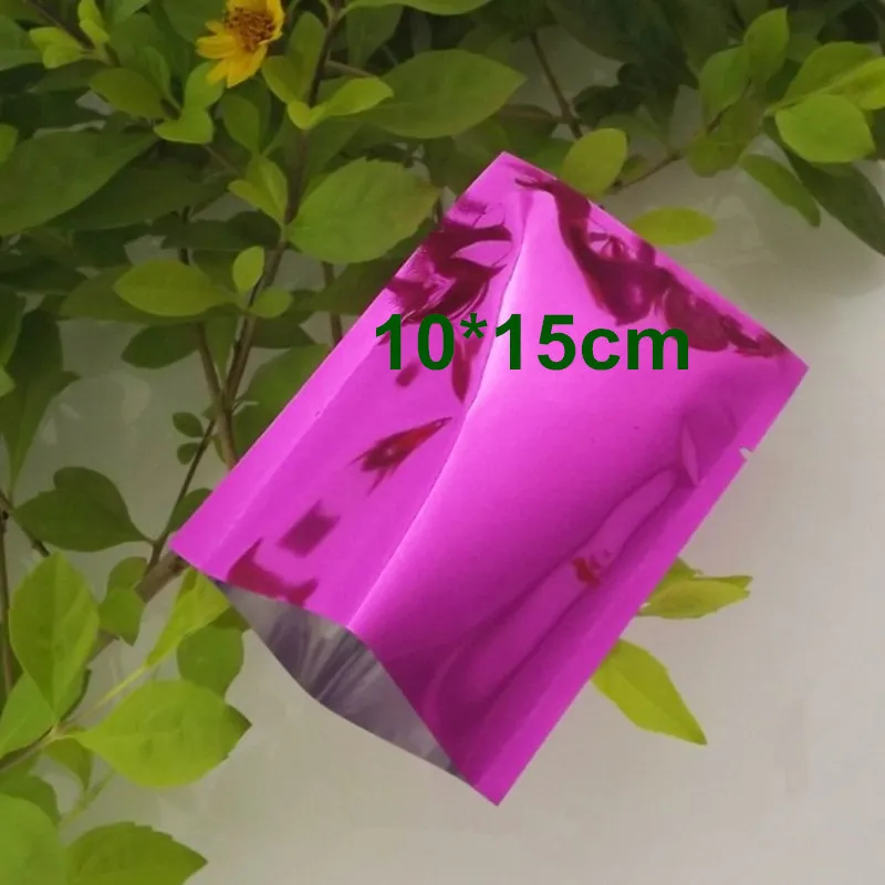 10x15cm Paarse aluminiumfolie Mylar Bag Vacuümzak Sealer Voedselopslag Pakket Open Top Warmte Seal Packing Pouch voor Coffee Sugar