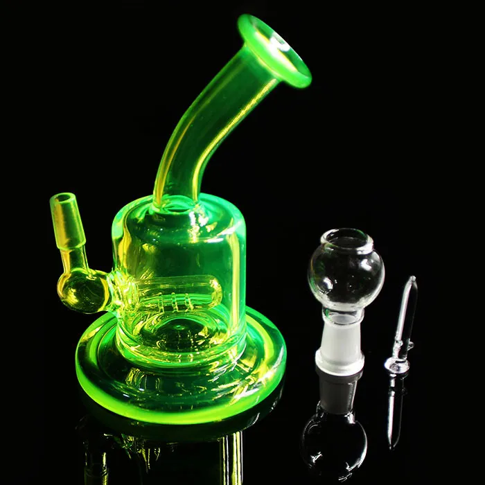 Gekleurde mini -buisglas Bong Water Pijp Bongs Recycler Filter Percolators Rooknagels Jiont 10 mm Hoogte 13 cm