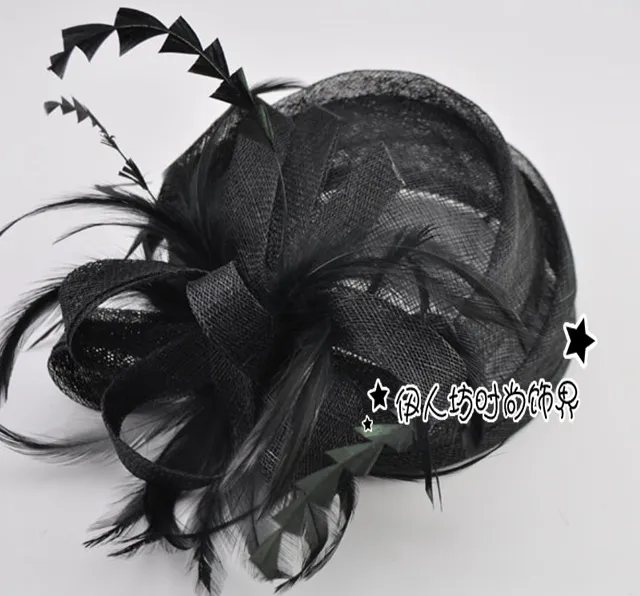 15 couleurs Cambric chapeaux de mariée accessoires de cheveux plume fleur Cocktail femmes fascinateur fête de mariage voile chapeau pince à cheveux Valentine 4824009