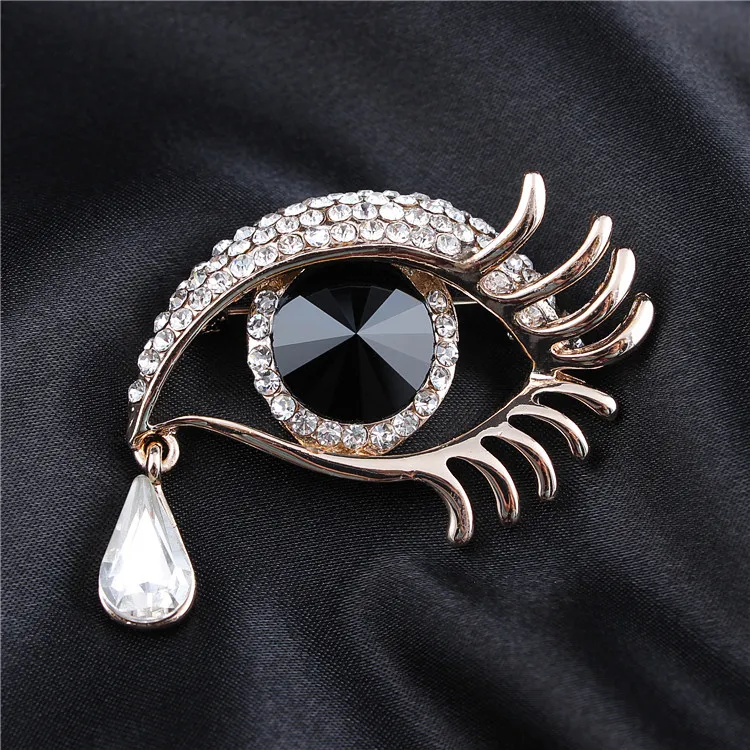 Modig Crsytal Tear Drop of Angel Broscher Rhinestone Evil Eye Brosch Pin Garment Hat Tillbehör Födelsedaggåva