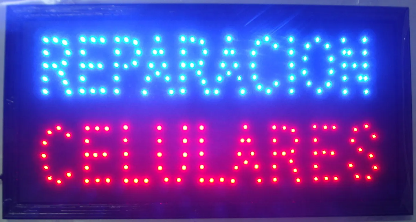 Free shipping hot selling customerized Animated LED REPARACION CELULARES SIGN BOARD SIZE 19x10" Led Neon REPAIR CELL PHONES signs