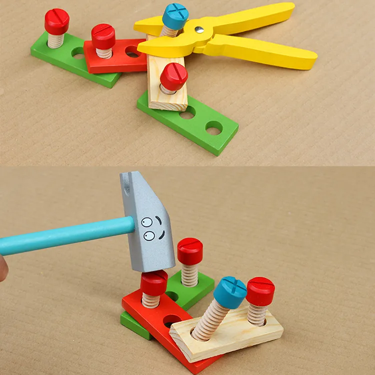 아이 나무 정비 도구 수리 키트 휴대용 도구 상자 교육 지능 장난감 시뮬레이션 소년을위한 DIY 도구