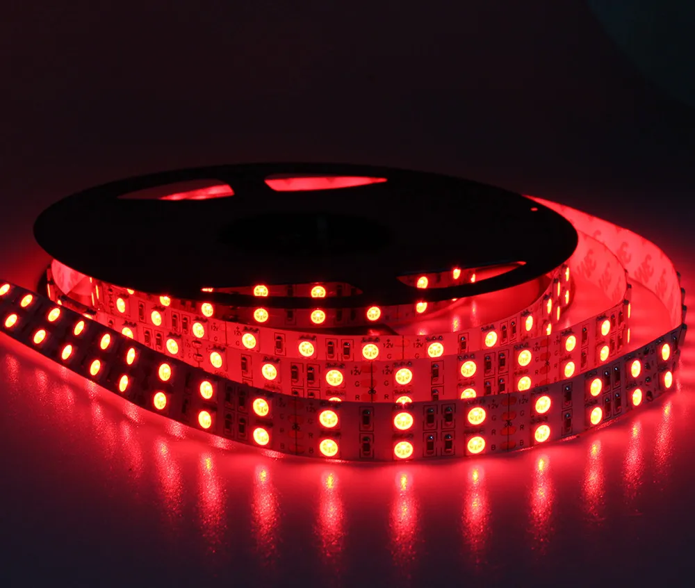 LED-strip SMD 5050 RGB 120LED / M Flexibele strip Licht 600LED Dubbele rij No-Waterdicht DC12V RGB wit / warm / wit / blauw / rood / groen