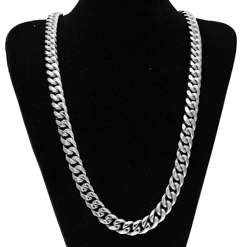 316L Rostfritt stålkedja 18K guldektroplattgjutning Clasp Diamant Curb Cuban Link Halsband Män Kedjor Smycken 24 