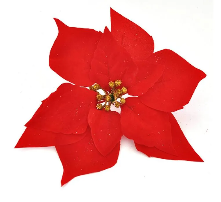 Artificial flowers poinsettia ,Christmas poinsettia flower heads silk flowers wholesale festival decoratiion flowers SF010