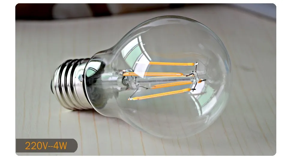 DHL DIMMABLE LED Globe Bulb 2W 4W 6W E27 A60 A19 Vintage LED-filament Bubbla kullampa 85-265V Edison Globe lampa 120lm / W