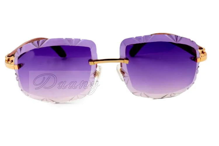 Nuovi occhiali da sole incisioni di moda in oro 8300075 Gambe da sole a specchio da sole a specchio specchio specchio di legno naturale.
