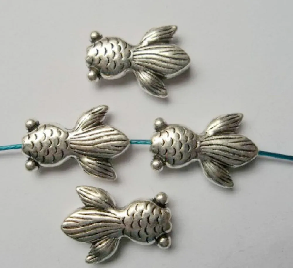 100 pezzi argento antico pesce fascino distanziatore perline gioielli che fanno braccialetto collana accessori fai da te 14.5x10mm