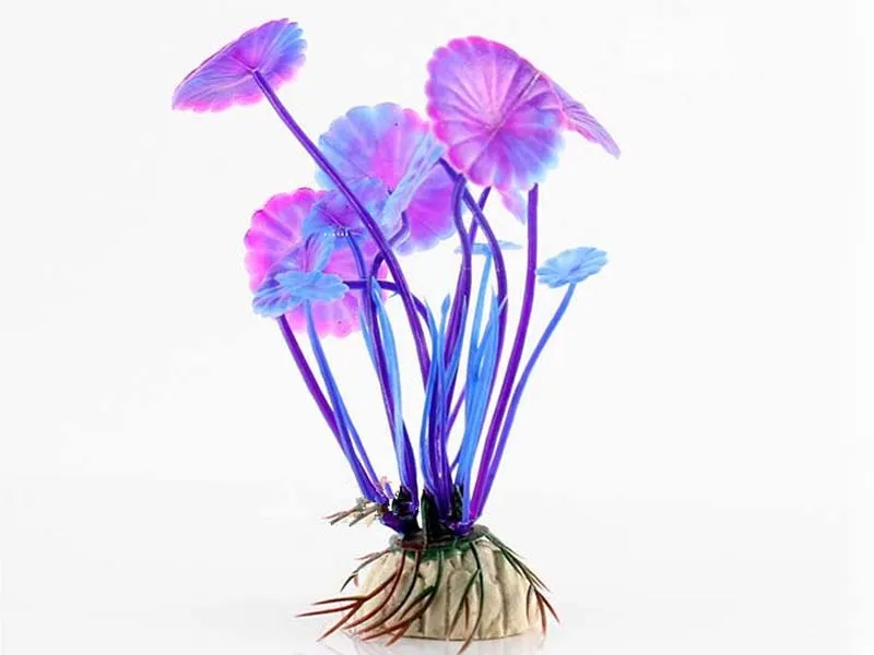 Sälj Plastic Lotus Leaf Grass Plants Artificial Aquarium Decorations Plants Fish Tank Grass Flower Ornament Decor274s