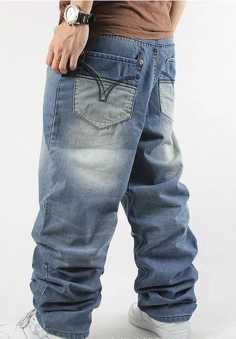 Jeans pour hommes Nouveau 2015 mode homme jeans lâches hiphop skateboard baggy pantalon denim hip hop hommes pantalons 4 saisons grande taille 30-44