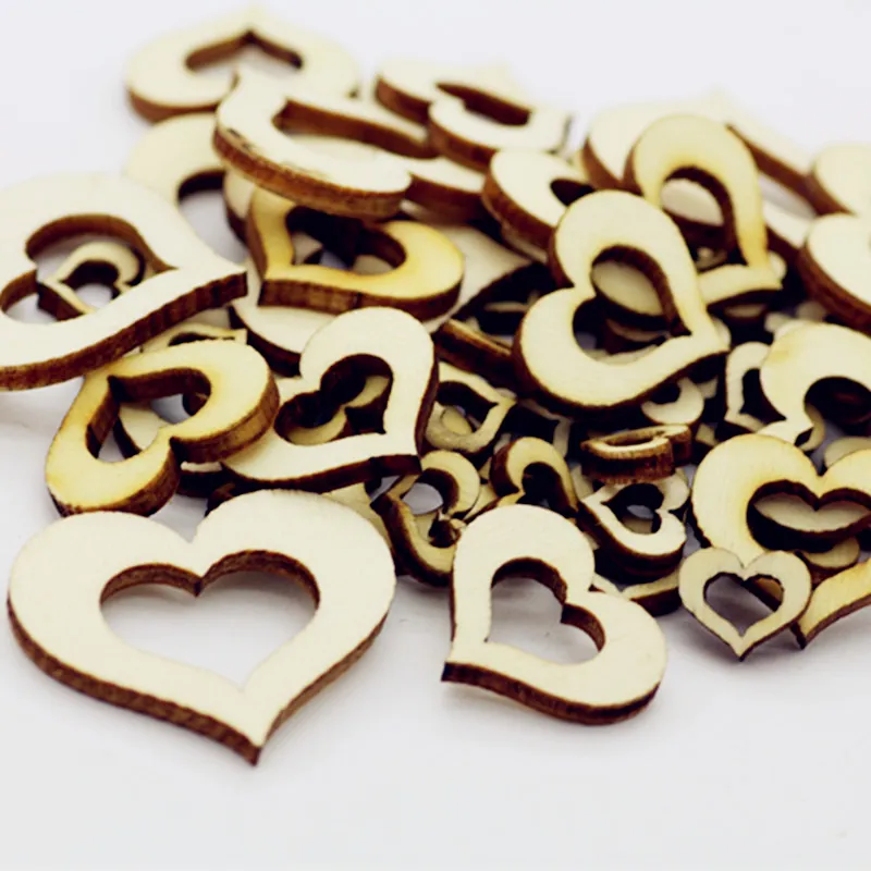 100-Pack wood Heart wedding decoration party ornament laser hallow touchlove heart decor Home Wedding Stage Prop