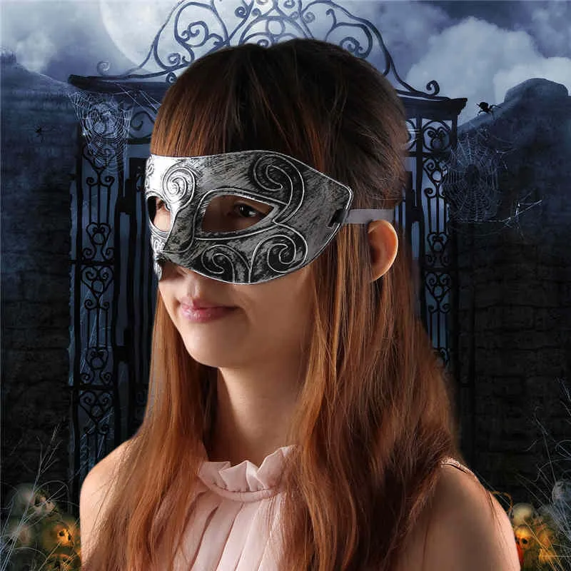 Party Halbgesicht Retro Griechischer römischer Krieger Halloween Silbermaske Unisex Party venezianische Maskerade Dekorationen Mardi Gras Masken für 7922254