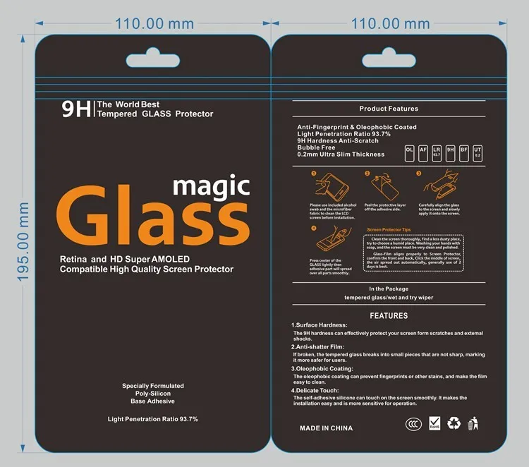 Personliga plastpåsar för iPhone 8 8Plus X Hemdrat glasskärmskydd Förpackningspåsar8837842
