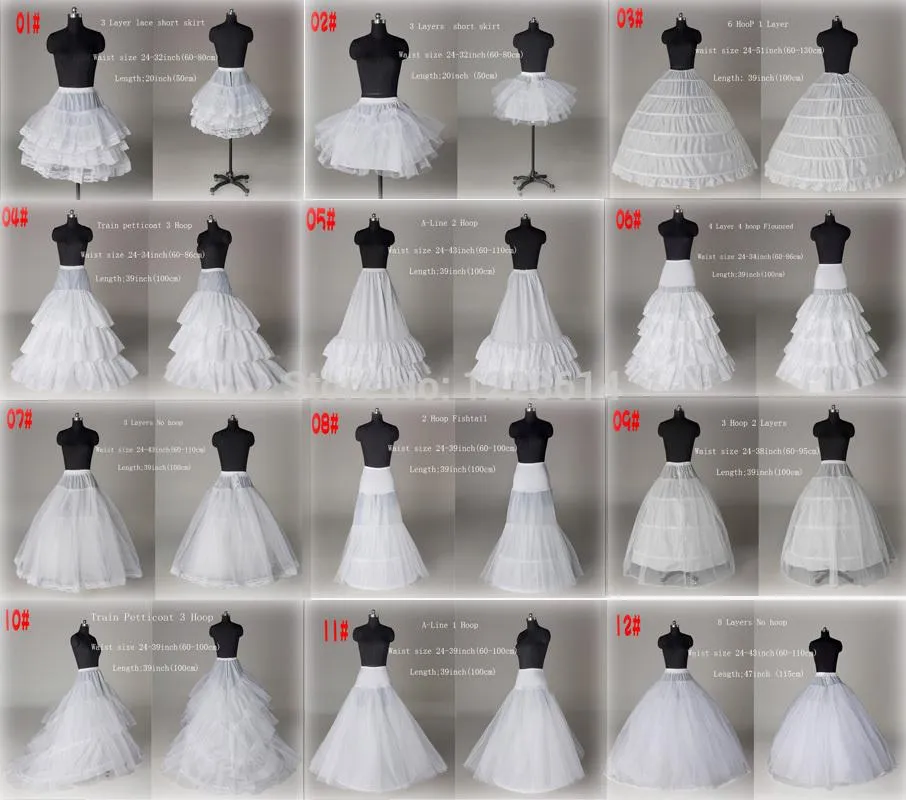 10 Style Cheap White A Line Ball Gown Mermaid Wedding Prom Bridal Petticoats Underskirt Crinoline Wedding Accessories Bridal slip Dresses