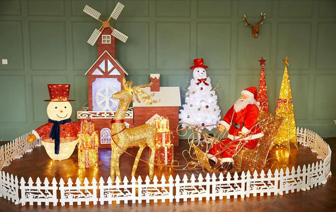 Cervos do papai noel ferro arte ouro / prata Natal feriado shoping mall decoração Pai Natal veados presente