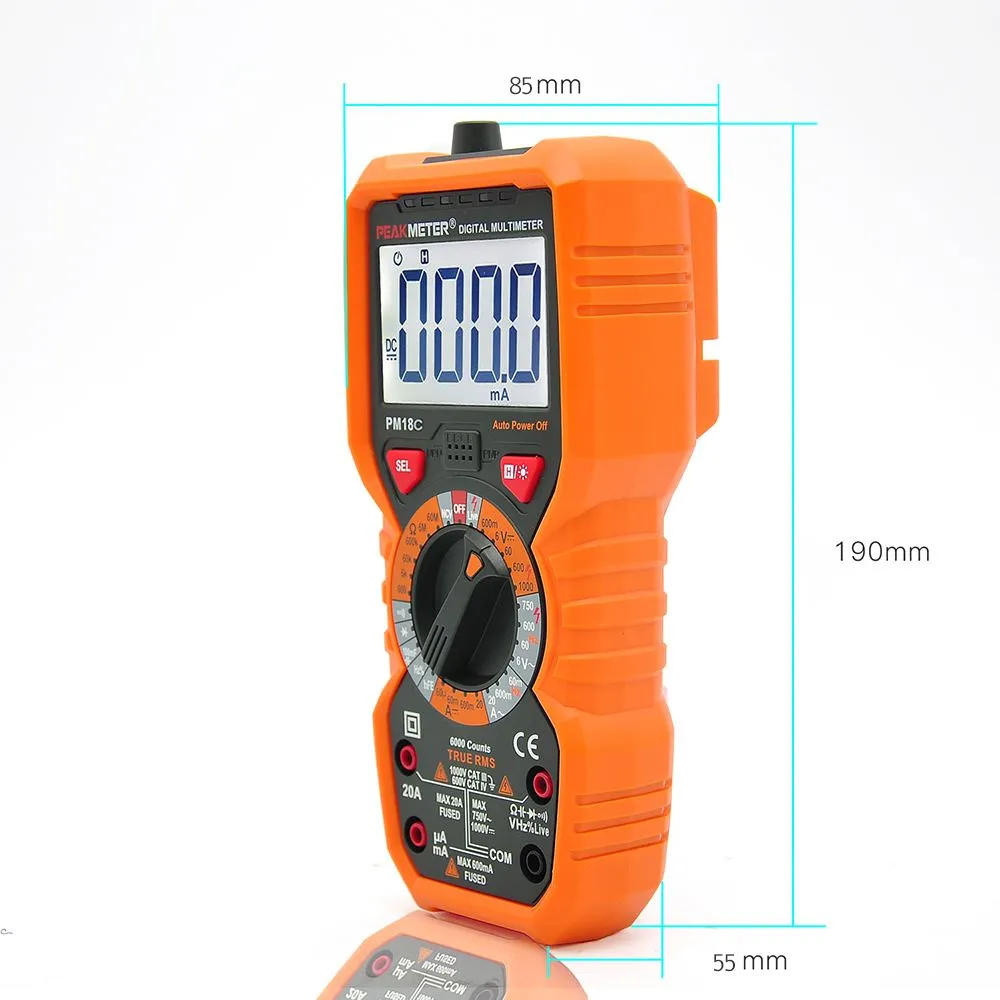 Multimètre Numérique 6000 Points - Testeur Condensateur, NCV, Lampe Torche