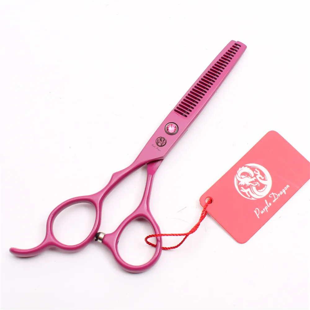 Z8001 5.5" 440C Purple Dragon Pink Professional Human Hair Scissors Barbers' Cutting Thinning Scissorss Left Hand Scissors Salon Style Tools