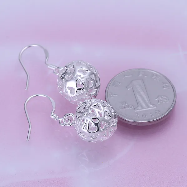 Fashion Pretty Explosion models in Europe and America Fashion Shine Hollow Ball 925 Silver Earrings silver earrings 1237