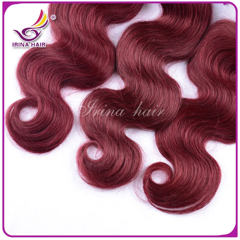 最高のブルゴーニュマレーシアのボディウェーブバージンヘア3ピースのロット＃99j人間の髪織りワイン赤コロマレーシアの髪の延長ブラジルの体波