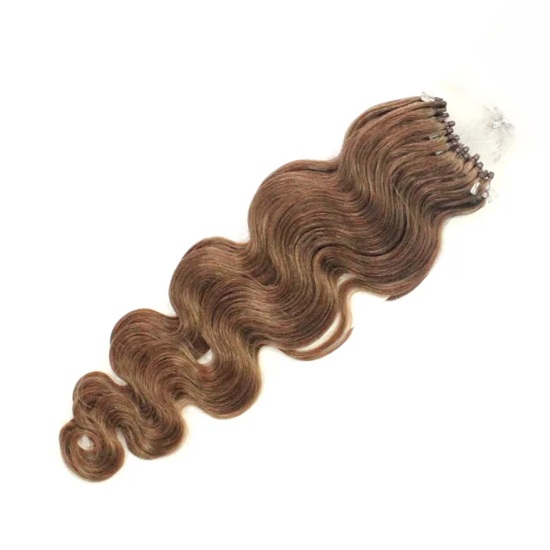 100strandsMicro Ring Loop Hair Extensions Body Wave 1g/strand #1B Black #8 Brown #613 Blonde Red More Color Human Hair