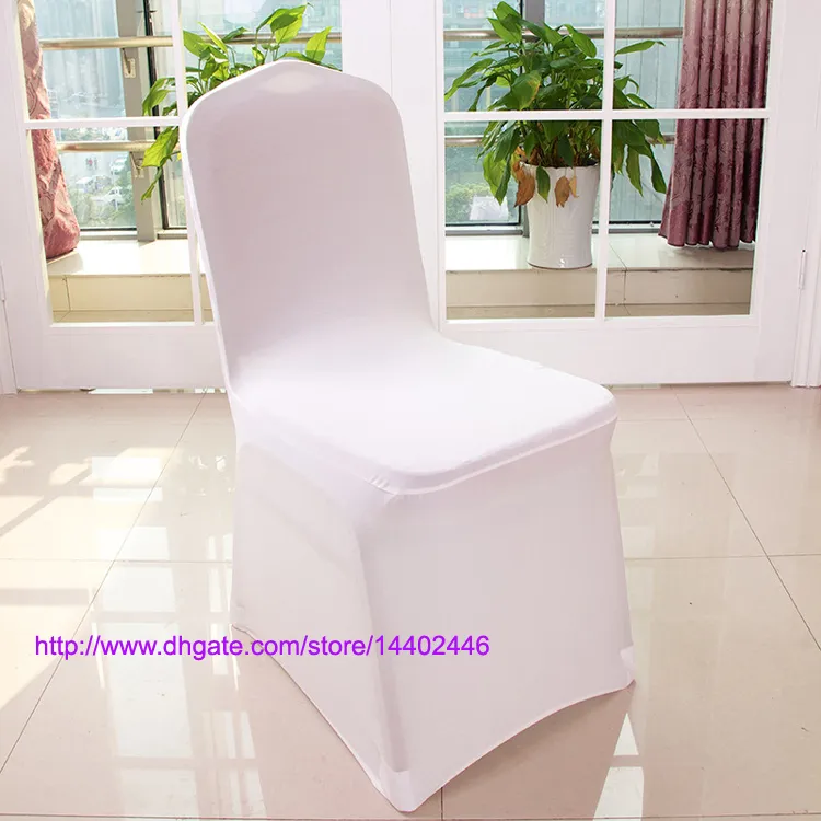 Livraison Gratuite Universel Blanc Spandex De Mariage Lycra Chaise Couvre pour Mariage Banquet Hôtel Décoration Vente Chaude En Gros #