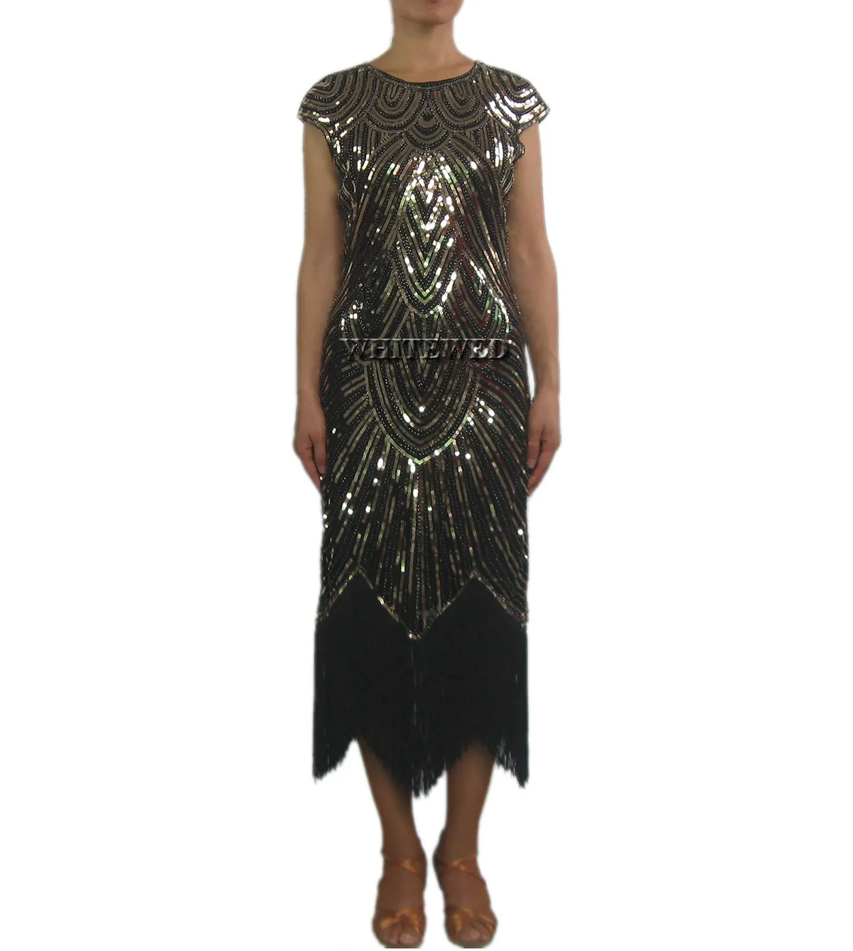 Retro Beaded 1920 Vintage Art Deco Cocktail Flapper Dresses Costume Long Jazz Era Flappers Great Gatsby Costume Dress Style in 1920's Women