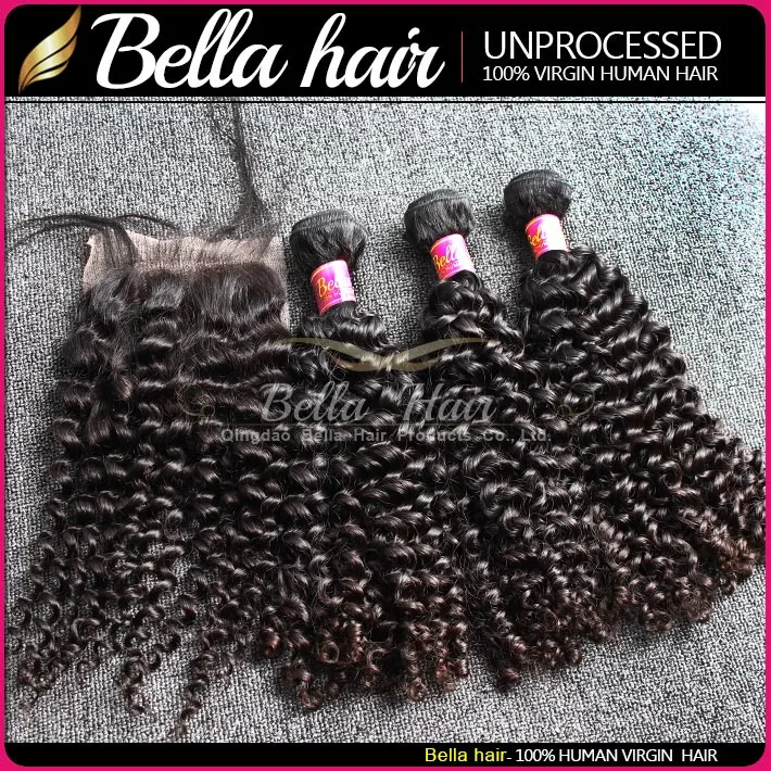 7A curly hair bundles with closure